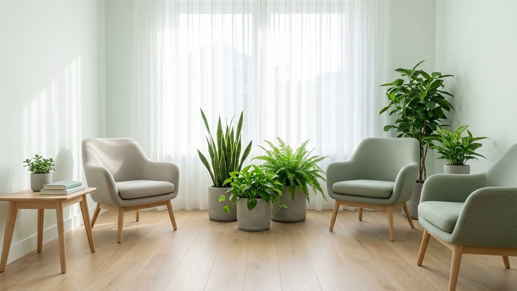 חדר המתנה בקליניקה המשרה תחושת רעננות ואוויר צח