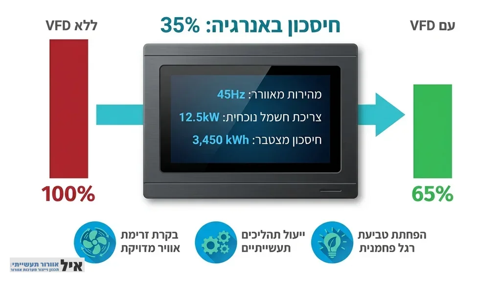 נוצר על ידי מודל בינה מלאכותית Gemini Pro לוח בקרה חכם למערכות אוורור תעשייתי